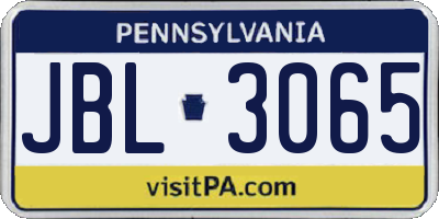 PA license plate JBL3065