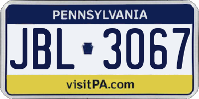 PA license plate JBL3067