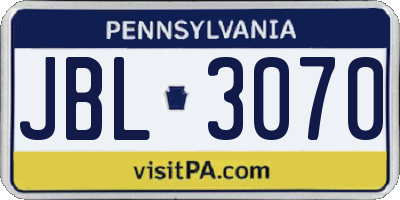 PA license plate JBL3070