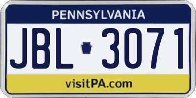 PA license plate JBL3071