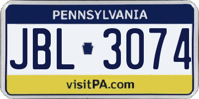 PA license plate JBL3074