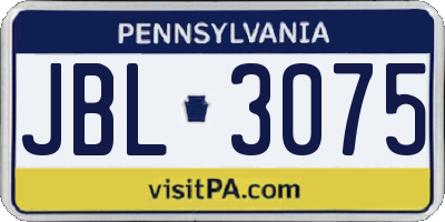 PA license plate JBL3075