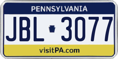 PA license plate JBL3077