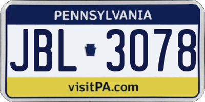 PA license plate JBL3078