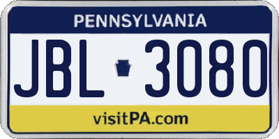 PA license plate JBL3080