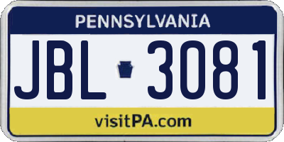 PA license plate JBL3081