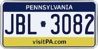 PA license plate JBL3082