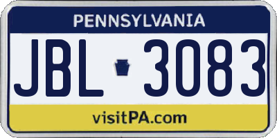 PA license plate JBL3083