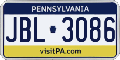 PA license plate JBL3086