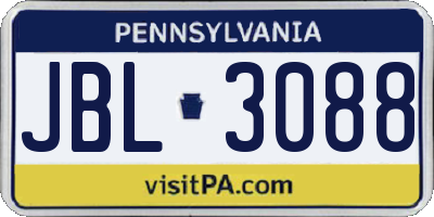 PA license plate JBL3088