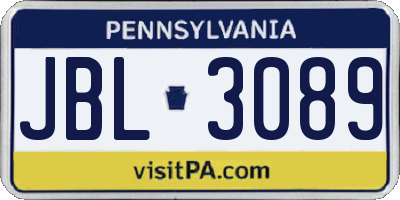 PA license plate JBL3089