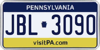 PA license plate JBL3090