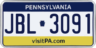 PA license plate JBL3091