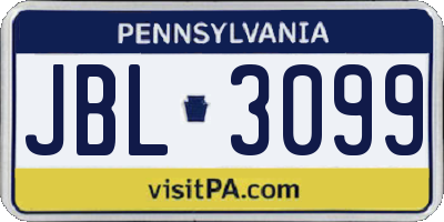 PA license plate JBL3099