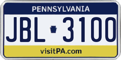 PA license plate JBL3100