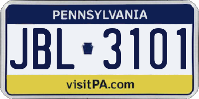 PA license plate JBL3101