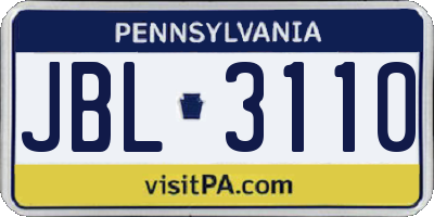 PA license plate JBL3110