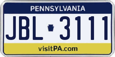 PA license plate JBL3111