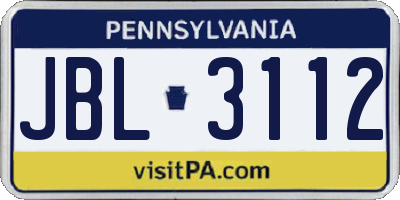 PA license plate JBL3112