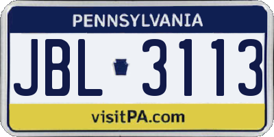 PA license plate JBL3113