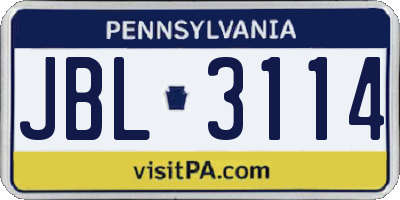 PA license plate JBL3114