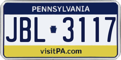 PA license plate JBL3117