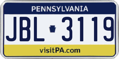 PA license plate JBL3119