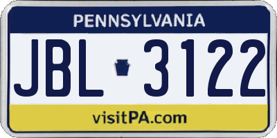 PA license plate JBL3122