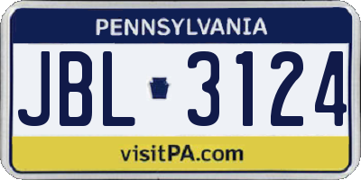 PA license plate JBL3124