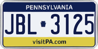 PA license plate JBL3125