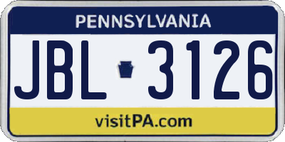 PA license plate JBL3126