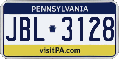 PA license plate JBL3128