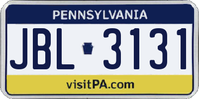 PA license plate JBL3131