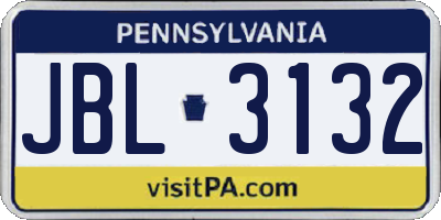 PA license plate JBL3132