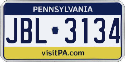 PA license plate JBL3134