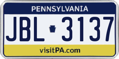 PA license plate JBL3137