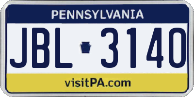 PA license plate JBL3140