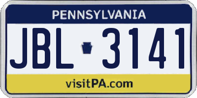 PA license plate JBL3141