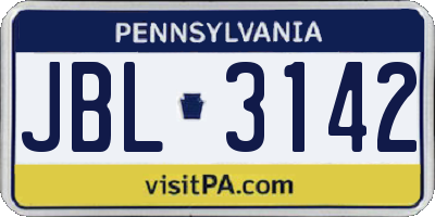 PA license plate JBL3142