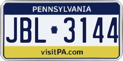 PA license plate JBL3144