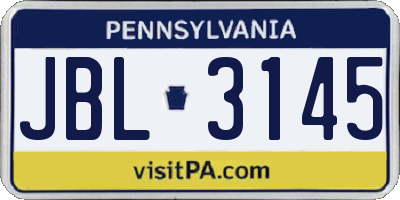 PA license plate JBL3145