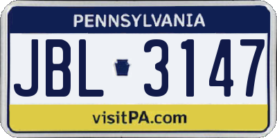 PA license plate JBL3147