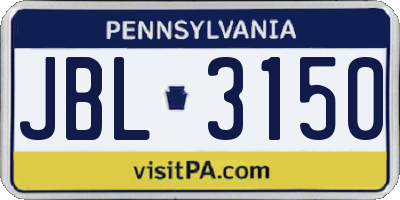 PA license plate JBL3150