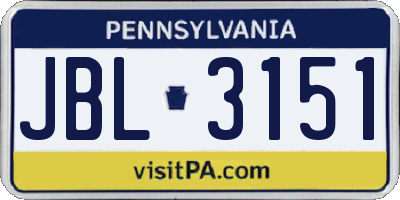 PA license plate JBL3151