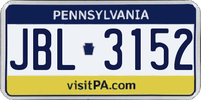 PA license plate JBL3152