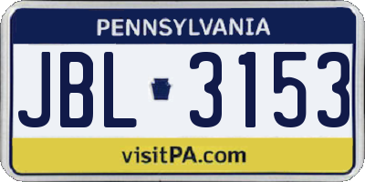 PA license plate JBL3153