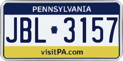 PA license plate JBL3157