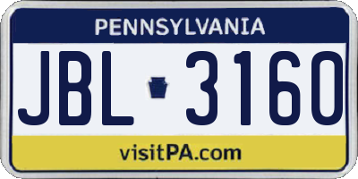 PA license plate JBL3160