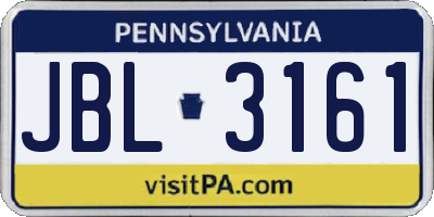 PA license plate JBL3161