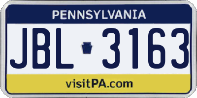 PA license plate JBL3163